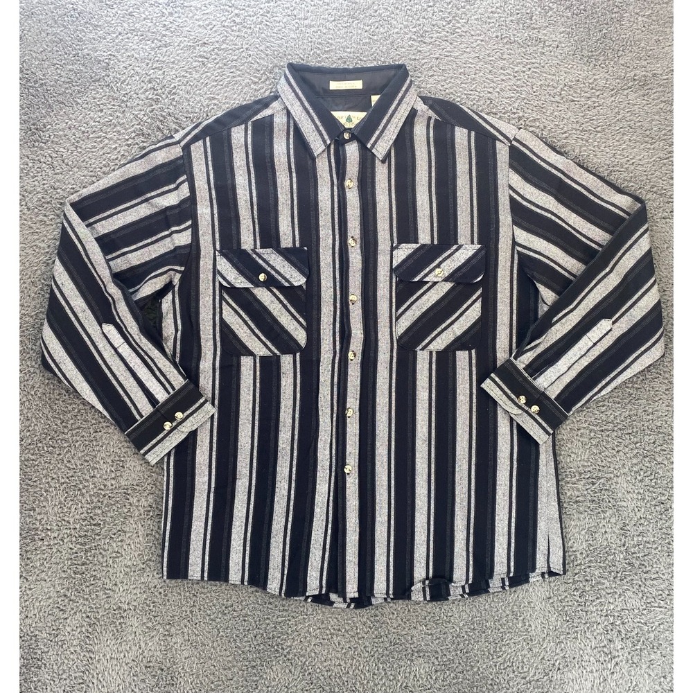 Northwest Territory Mens L 90s Flannel Shirt Long Sleeve Button Up Striped